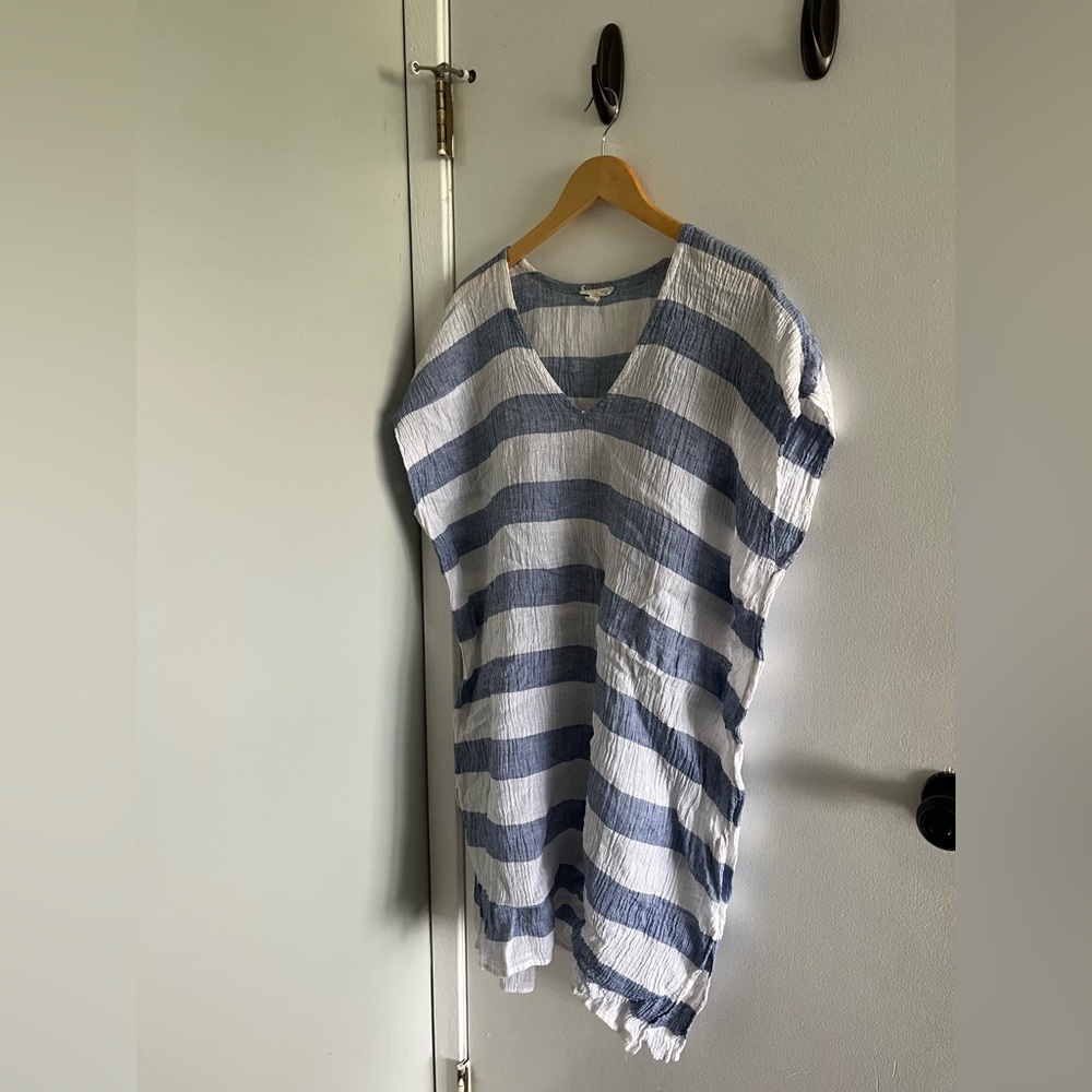 Eileen Fisher Blue & White Stripe Tunic Size L/XL